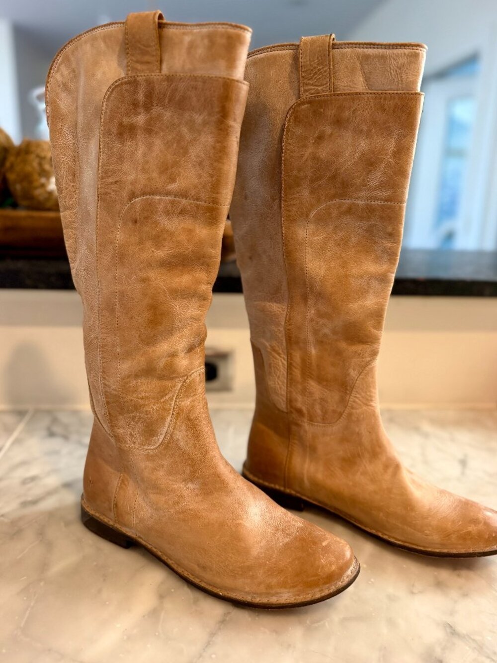 Frye Paige Tall Riding Boots - Light Tan - Size 7